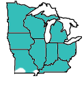 Midwestern range of Chrysemys picta